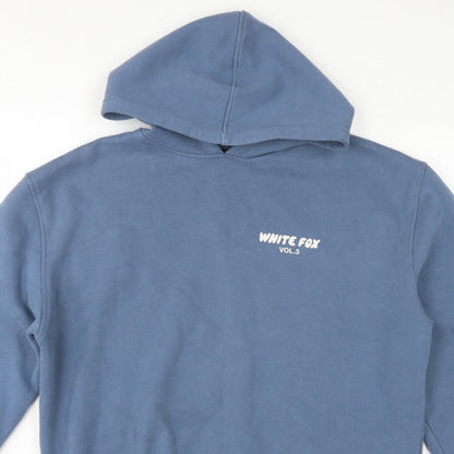 White Fox Women’s Blue M/L Pullover Hoodie Graphic Print Fleece