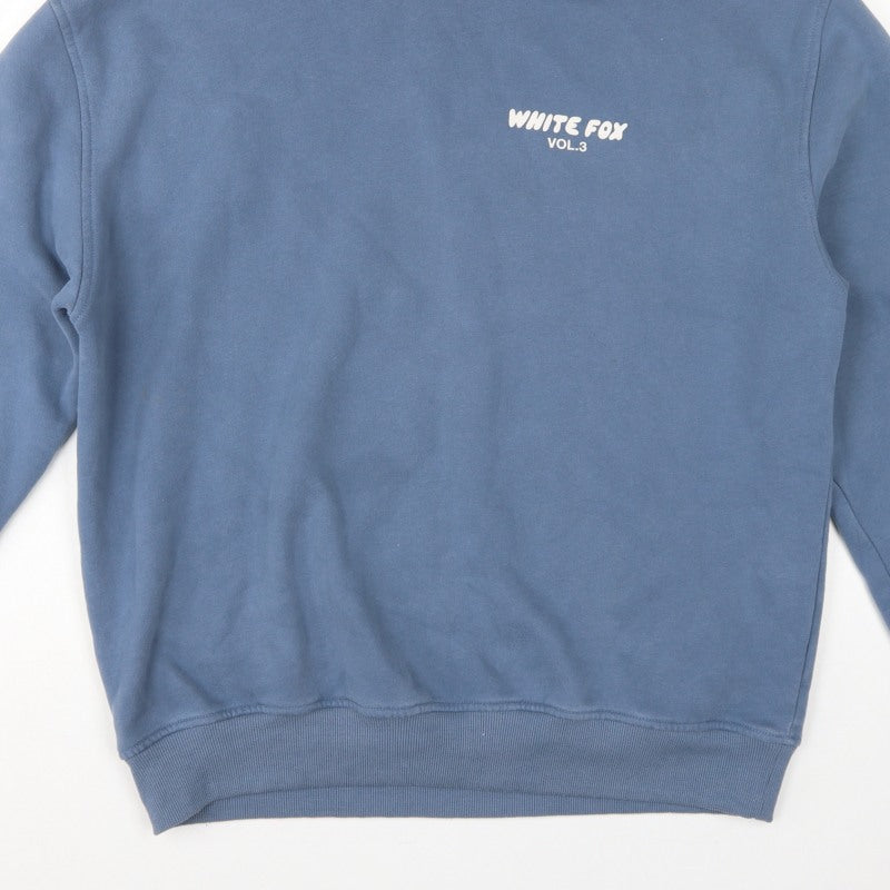 White Fox Women’s Blue M/L Pullover Hoodie Graphic Print Fleece