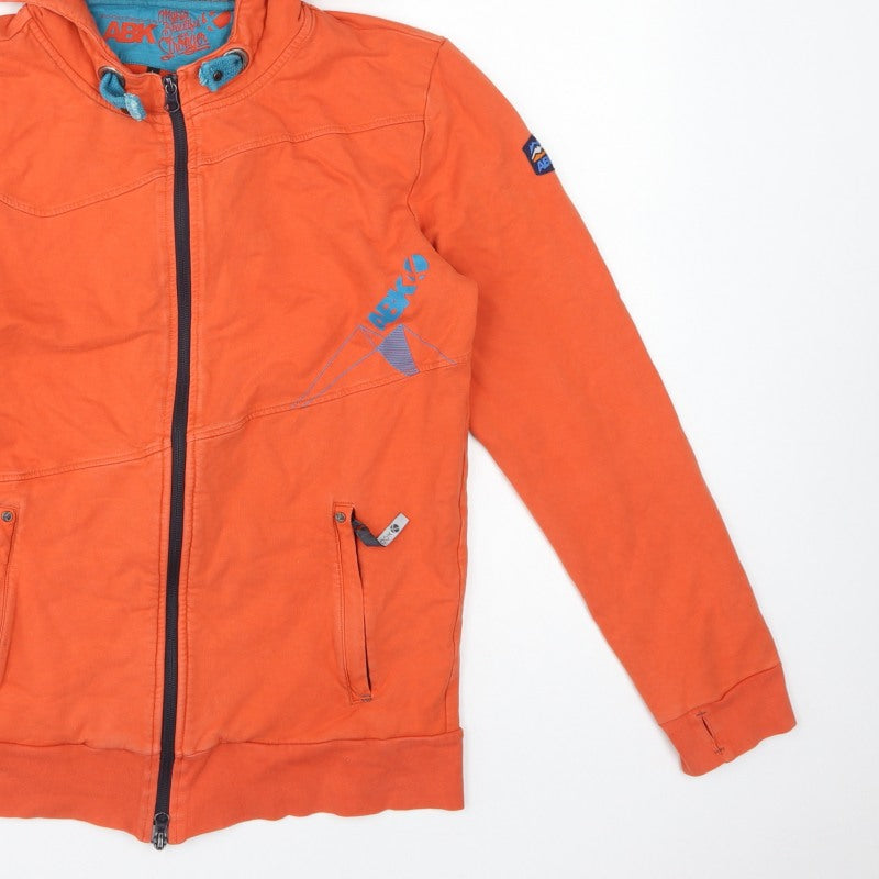 ABK Men’s Orange L Full Zip Hooded Fleece Lined Ski Hoodie