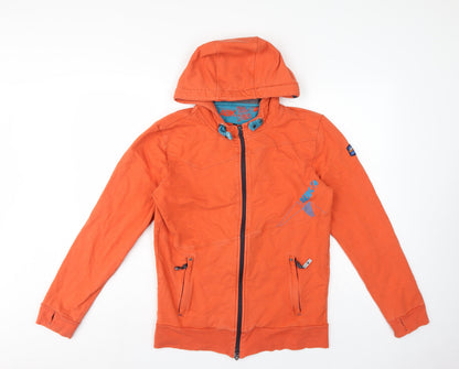 ABK Men’s Orange L Full Zip Hooded Fleece Lined Ski Hoodie