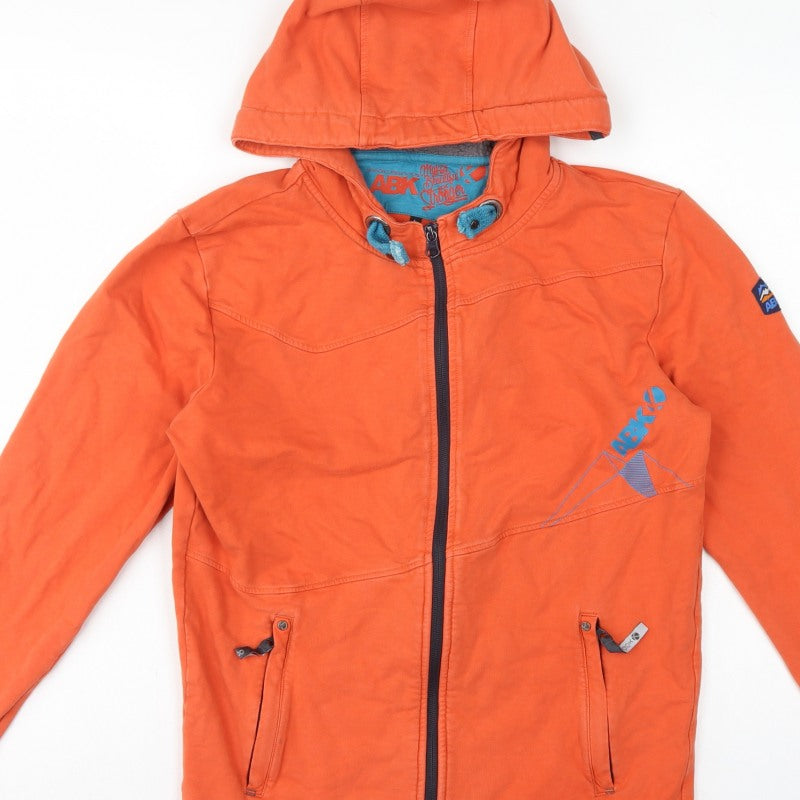 ABK Men’s Orange L Full Zip Hooded Fleece Lined Ski Hoodie