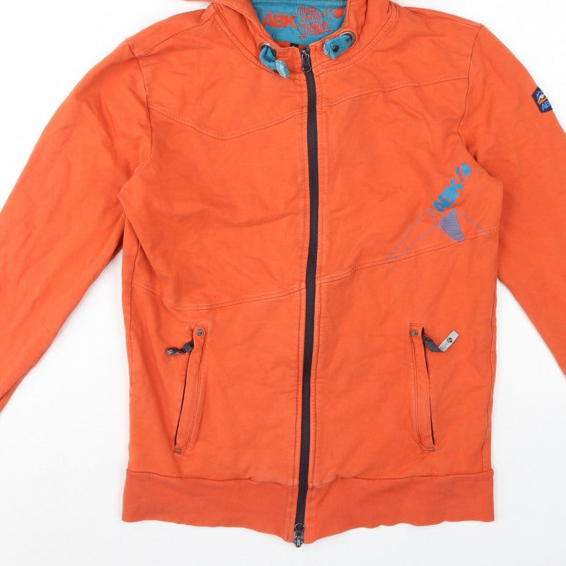 ABK Men’s Orange L Full Zip Hooded Fleece Lined Ski Hoodie