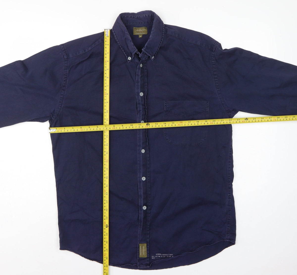 Calvin Klein Jeans Men's Navy M Cotton Button-Down Long Sleeve Shirt