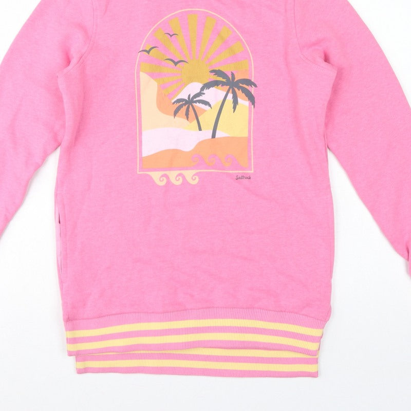 Saltrock Girls Pink 11-12 Years Pullover Hoodie Beach Graphic Cotton