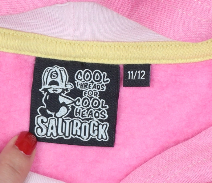 Saltrock Girls Pink 11-12 Years Pullover Hoodie Beach Graphic Cotton