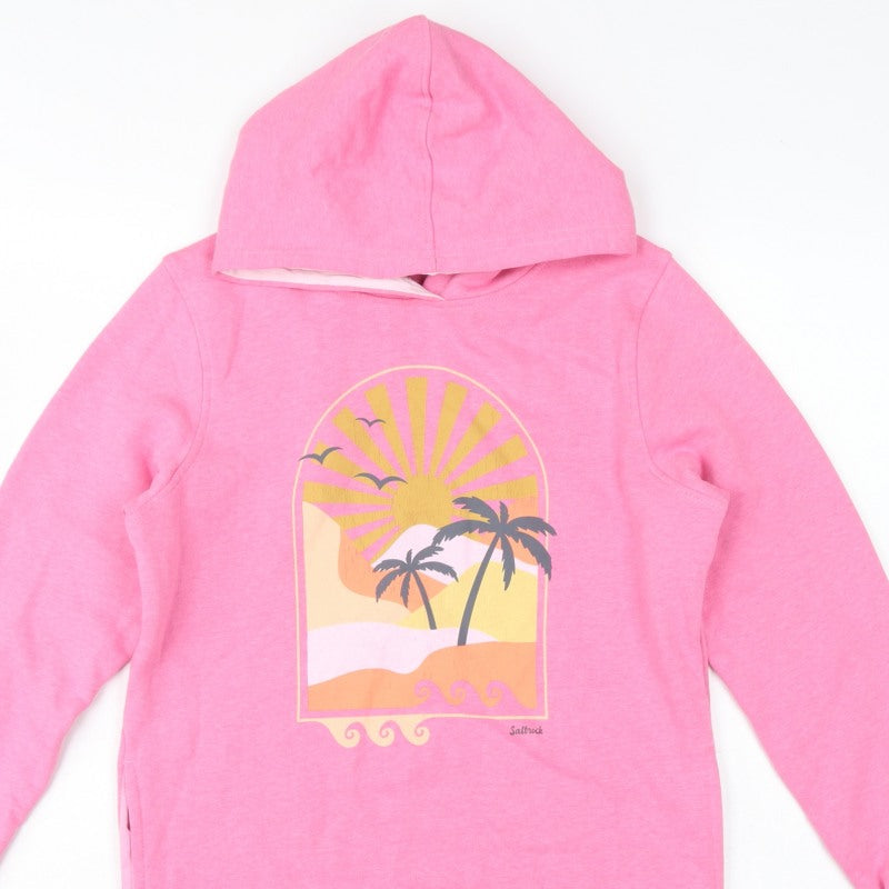 Saltrock Girls Pink 11-12 Years Pullover Hoodie Beach Graphic Cotton