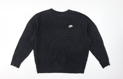 Nike Men’s Black L Pullover Fleece Crew Neck Logo Sweatshirt