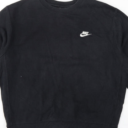 Nike Men’s Black L Pullover Fleece Crew Neck Logo Sweatshirt