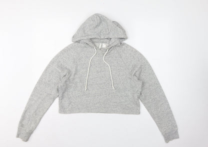 H&M Divided Women’s Grey Cropped Pullover Hoodie Size S Drawstring