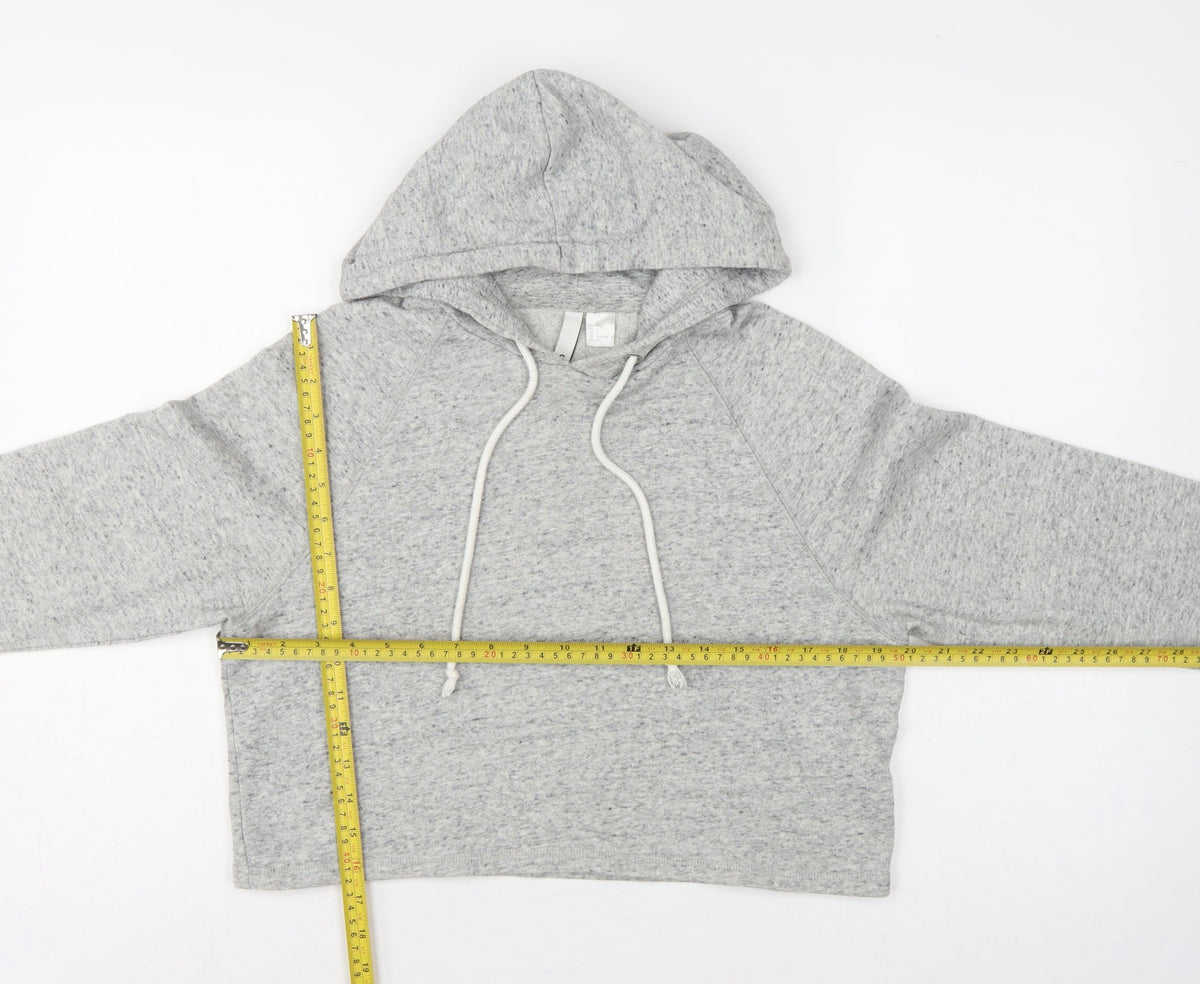 H&M Divided Women’s Grey Cropped Pullover Hoodie Size S Drawstring