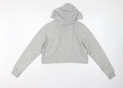 H&M Divided Women’s Grey Cropped Pullover Hoodie Size S Drawstring