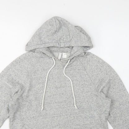 H&M Divided Women’s Grey Cropped Pullover Hoodie Size S Drawstring