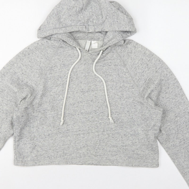 H&M Divided Women’s Grey Cropped Pullover Hoodie Size S Drawstring