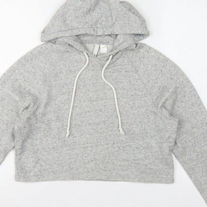 H&M Divided Women’s Grey Cropped Pullover Hoodie Size S Drawstring