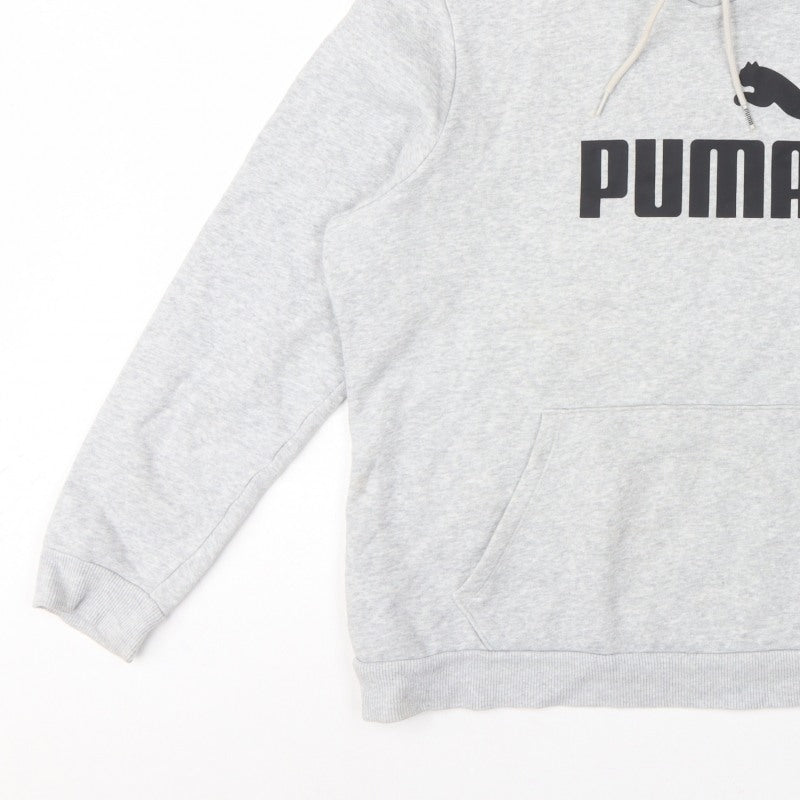 Puma Women’s Grey XL Logo Pullover Hoodie Hooded Cotton Blend