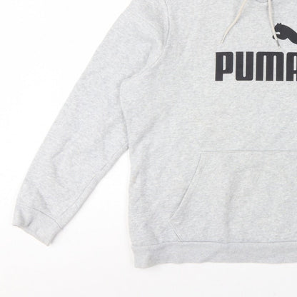 Puma Women’s Grey XL Logo Pullover Hoodie Hooded Cotton Blend