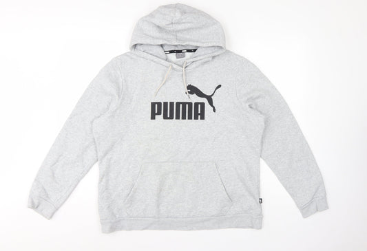 Puma Women’s Grey XL Logo Pullover Hoodie Hooded Cotton Blend