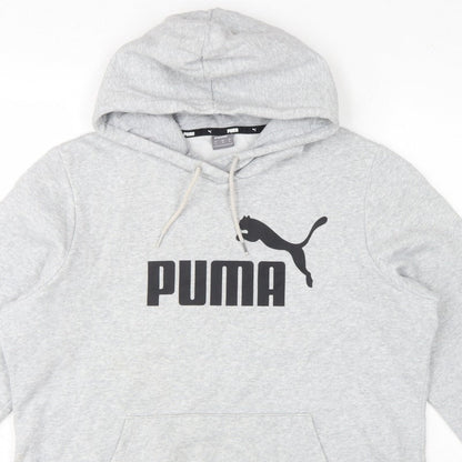 Puma Women’s Grey XL Logo Pullover Hoodie Hooded Cotton Blend