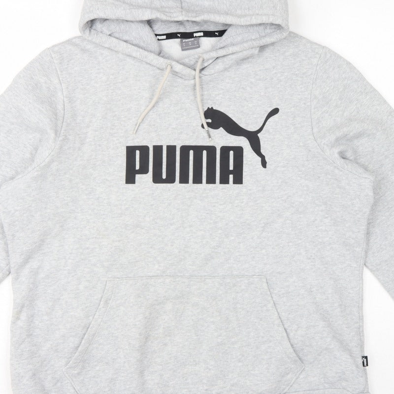 Puma Women’s Grey XL Logo Pullover Hoodie Hooded Cotton Blend