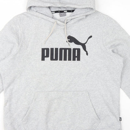 Puma Women’s Grey XL Logo Pullover Hoodie Hooded Cotton Blend