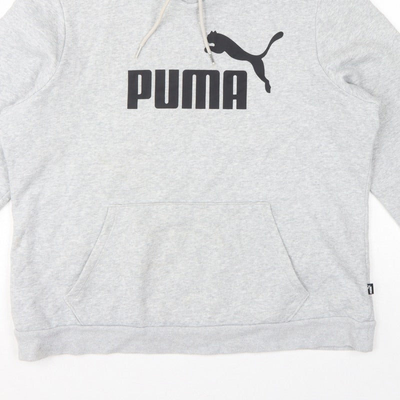 Puma Women’s Grey XL Logo Pullover Hoodie Hooded Cotton Blend