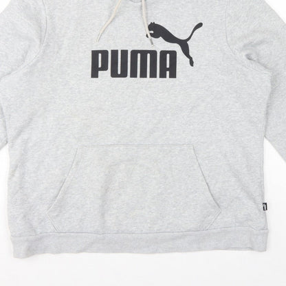 Puma Women’s Grey XL Logo Pullover Hoodie Hooded Cotton Blend