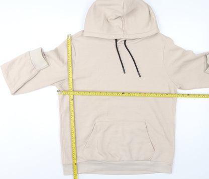 Bershka Men’s Beige M Regular Fit Pullover Hoodie Fleece Pocket