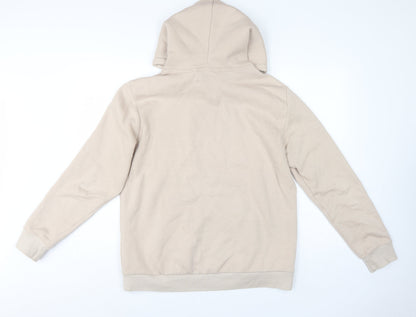 Bershka Men’s Beige M Regular Fit Pullover Hoodie Fleece Pocket
