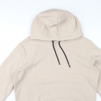 Bershka Men’s Beige M Regular Fit Pullover Hoodie Fleece Pocket