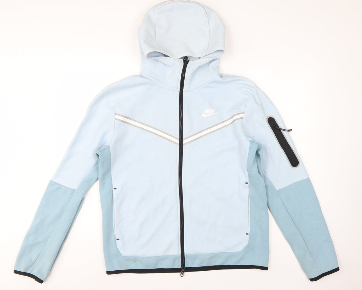 Nike Men Blue M Full Zip Hooded Tech Fleece Sports Hoodie