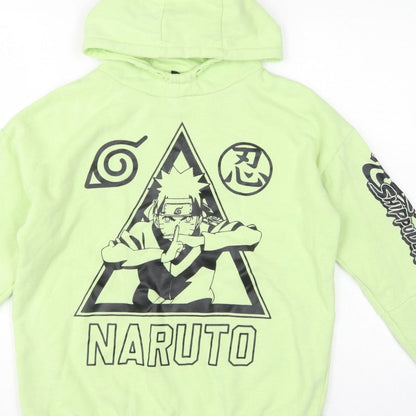 Primark Boys Green Naruto Shippuden Graphic Pullover Hoodie 12-13 Years