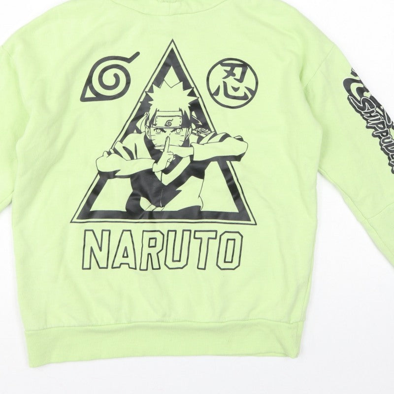 Primark Boys Green Naruto Shippuden Graphic Pullover Hoodie 12-13 Years