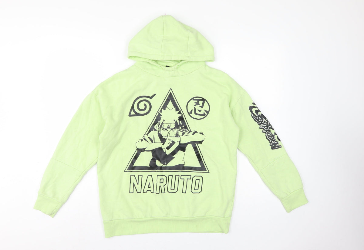Primark Boys Green Naruto Shippuden Graphic Pullover Hoodie 12-13 Years