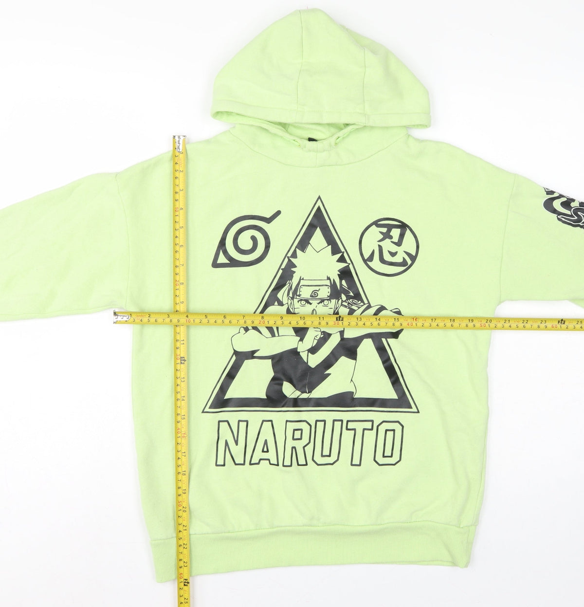 Primark Boys Green Naruto Shippuden Graphic Pullover Hoodie 12-13 Years