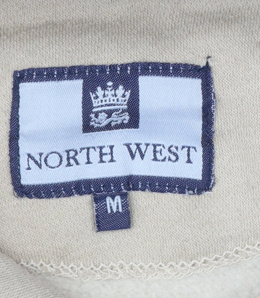 North West Women's Beige M Pullover Hoodie Slogan Graphic Fleece
