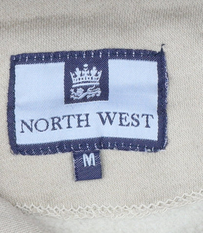 North West Women's Beige M Pullover Hoodie Slogan Graphic Fleece