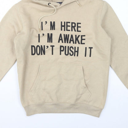 North West Women's Beige M Pullover Hoodie Slogan Graphic Fleece