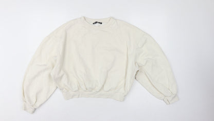 Zara Women’s Ivory UK 8 Relaxed Raglan Sleeve Crew Neck Sweatshirt