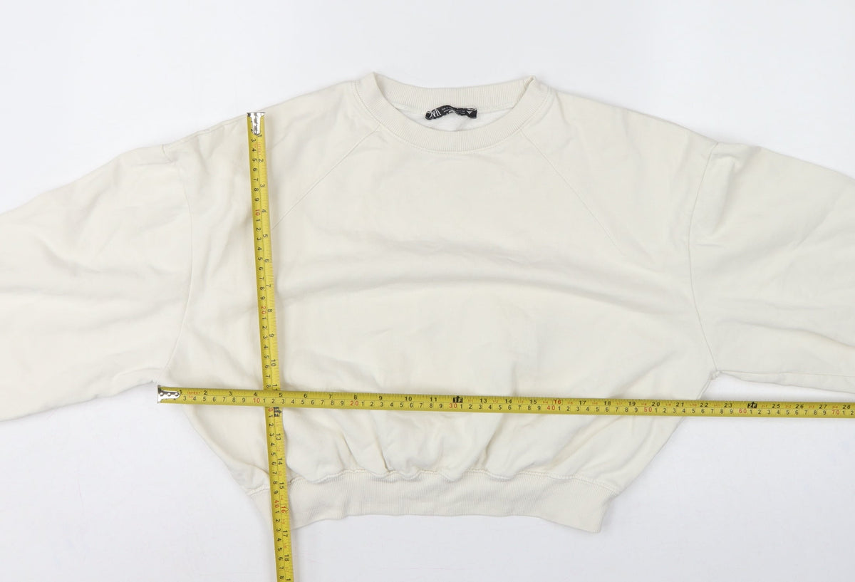 Zara Women’s Ivory UK 8 Relaxed Raglan Sleeve Crew Neck Sweatshirt