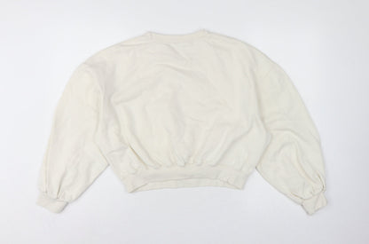 Zara Women’s Ivory UK 8 Relaxed Raglan Sleeve Crew Neck Sweatshirt
