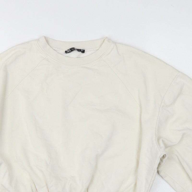 Zara Women’s Ivory UK 8 Relaxed Raglan Sleeve Crew Neck Sweatshirt