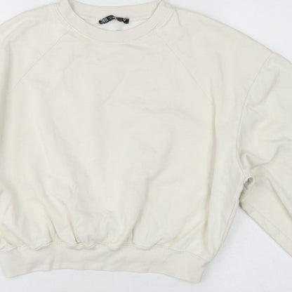 Zara Women’s Ivory UK 8 Relaxed Raglan Sleeve Crew Neck Sweatshirt