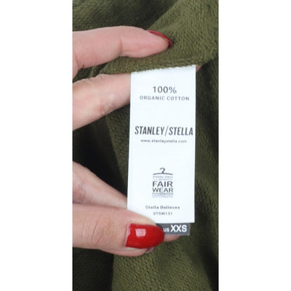 Idioma Women Green XS Organic Cotton Pullover Sweatshirt Pocket Logo