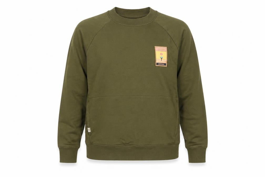 Idioma Women Green XS Organic Cotton Pullover Sweatshirt Pocket Logo