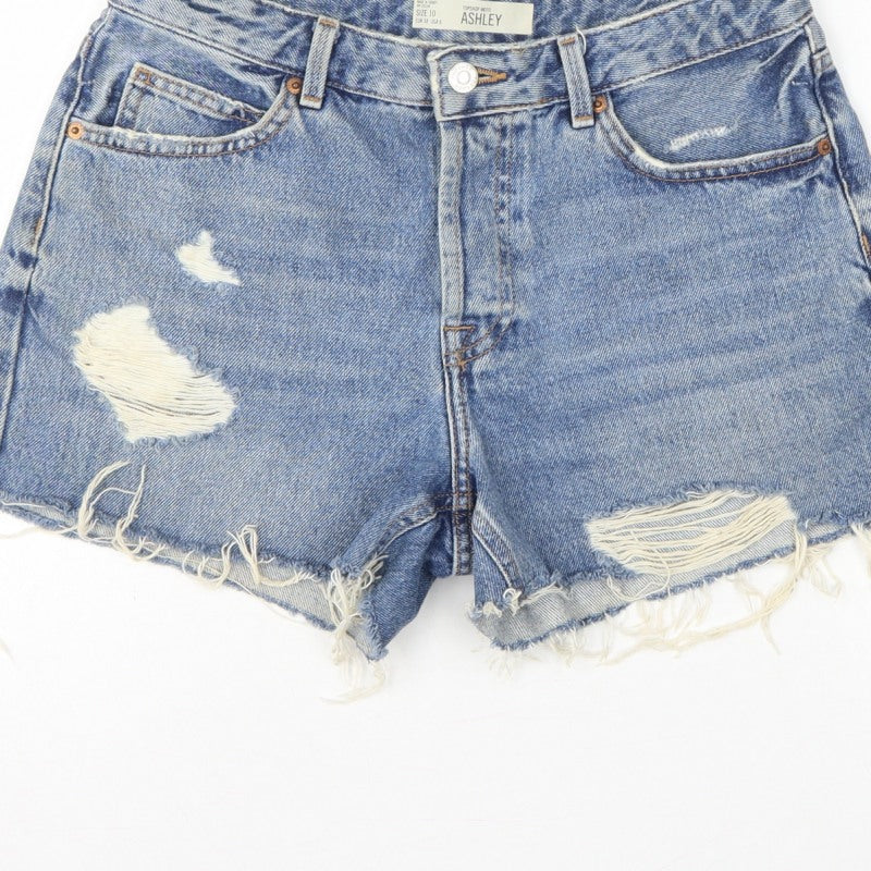 Topshop Moto Ashley Women’s Blue UK 10 Mom Distressed Denim Shorts