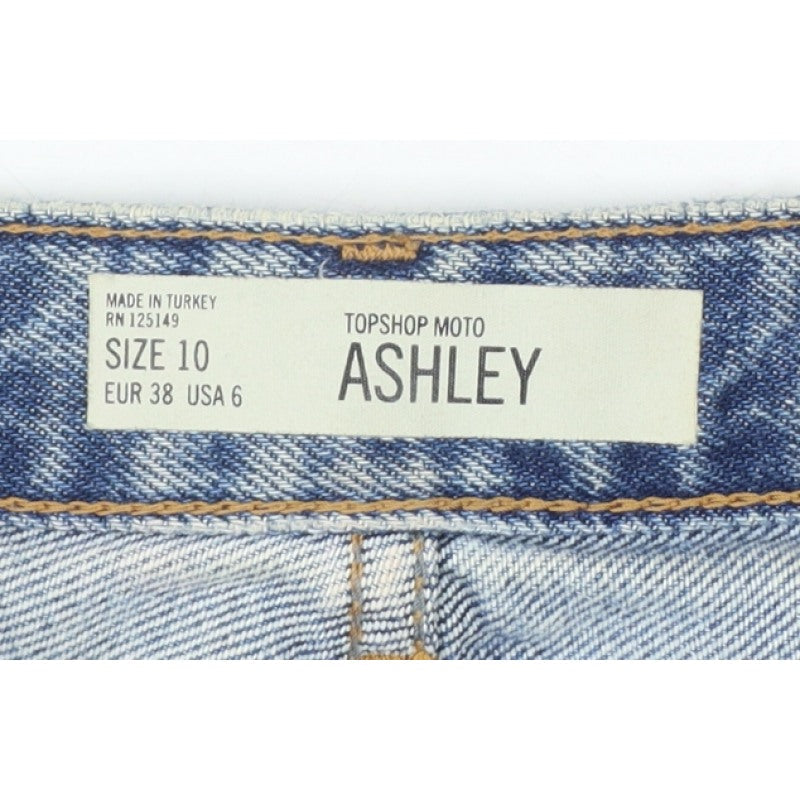 Topshop Moto Ashley Women’s Blue UK 10 Mom Distressed Denim Shorts