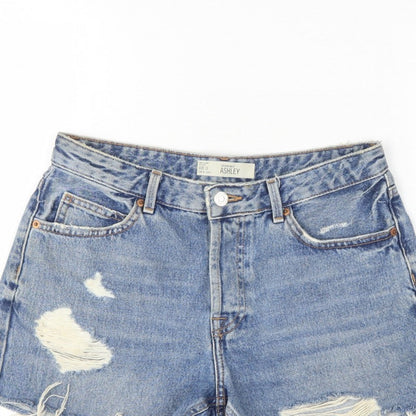 Topshop Moto Ashley Women’s Blue UK 10 Mom Distressed Denim Shorts