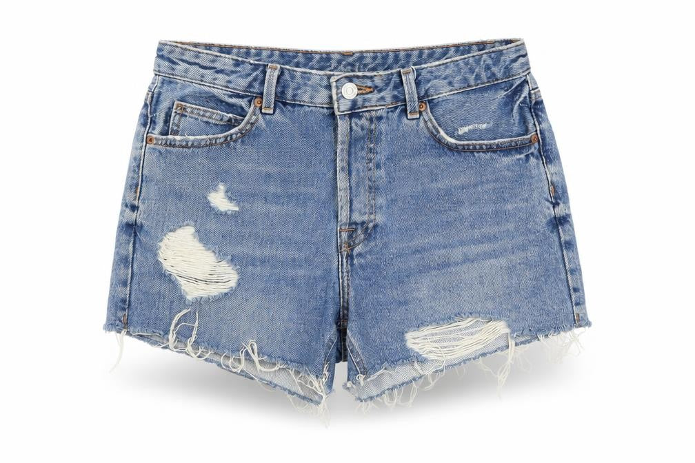 Topshop Moto Ashley Women’s Blue UK 10 Mom Distressed Denim Shorts