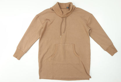 Ruth Langsford Women Beige UK 8 Tunic Hoodie Roll Neck Pocket