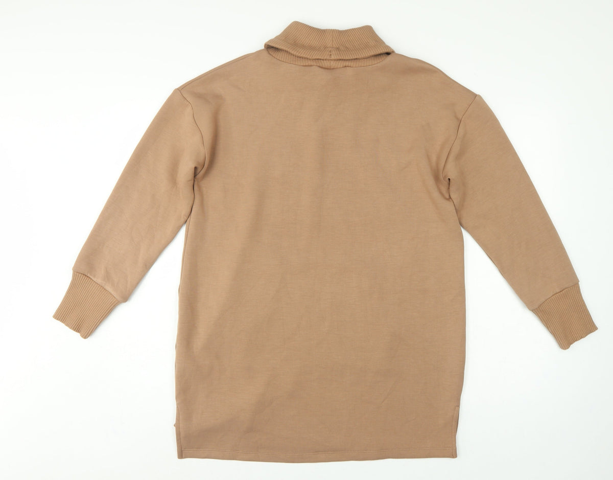 Ruth Langsford Women Beige UK 8 Tunic Hoodie Roll Neck Pocket